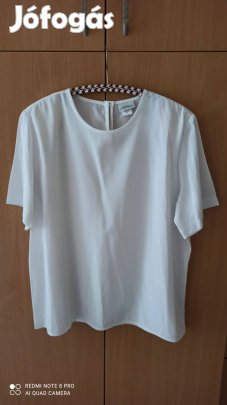 Fehér rövid ujjú elegáns nagy méretű női blúz 50-es