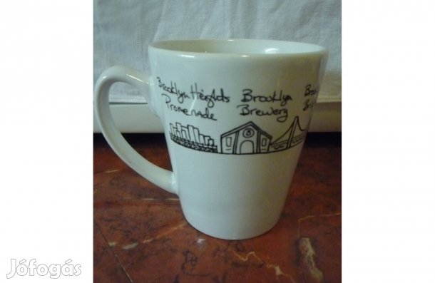 Fehér színű bögre Brooklyn híres helyeivel 4 dl-es