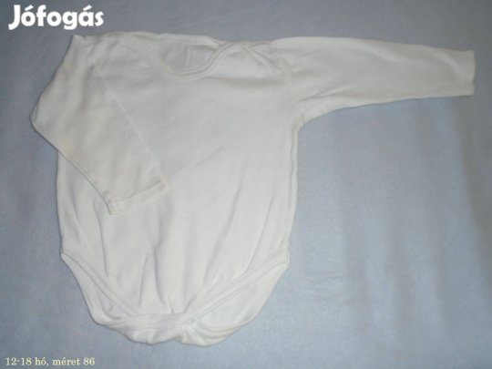 Fehér színű hosszú ujjú body 12-18 hó (méret 86)