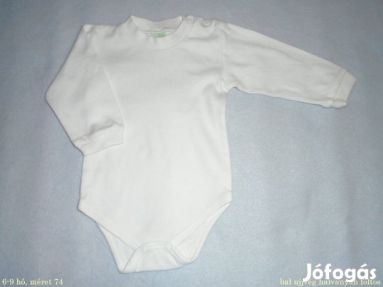 Fehér színű hosszú ujjú body 6-9 hó (méret 74)