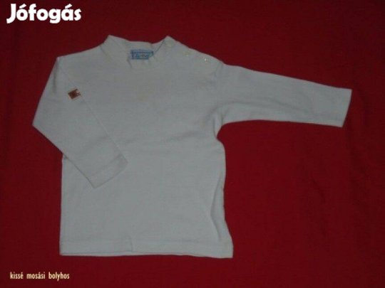 Fehér színű hosszú ujjú felső 9-12 hó (méret 74 / 80)