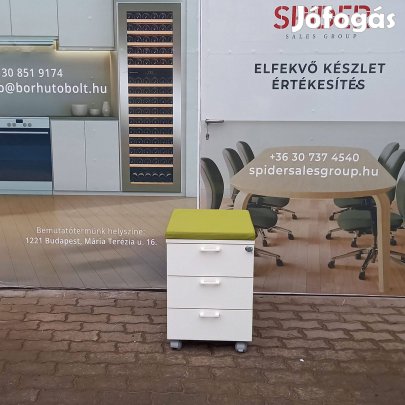 Fehér színű irodai tároló, konténer, gurulós, 3 fiókos - használt