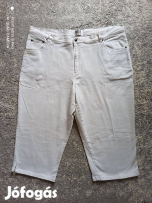 Fehér sztreccses pamut vászon farmer térdnadrág nagy méretű
