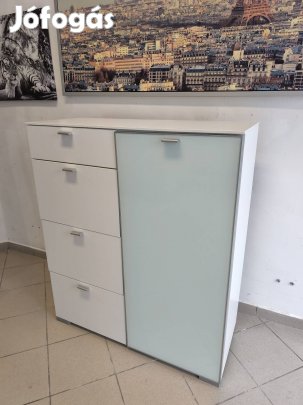 Fehér tejüveg színű 1ajtós 4fiókos komód