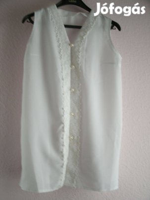 Fehér ujjatlan blúz "M" méret elől gombos,