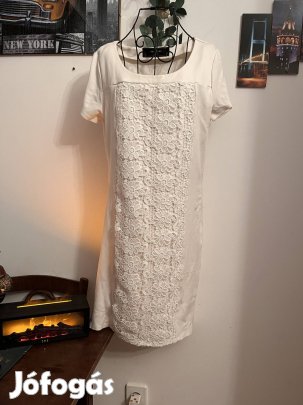 Fehér ujjatlan csipkés kisruha 