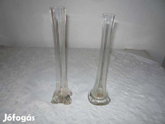 Fehér üvegváza, egyszálas 2db