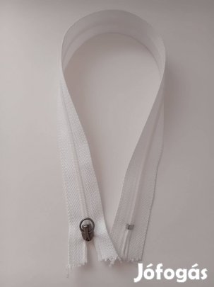 Fehér zárt cipzárak, műanyag, új