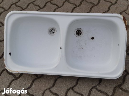 Fehér zománcos mosogató 86x45cm