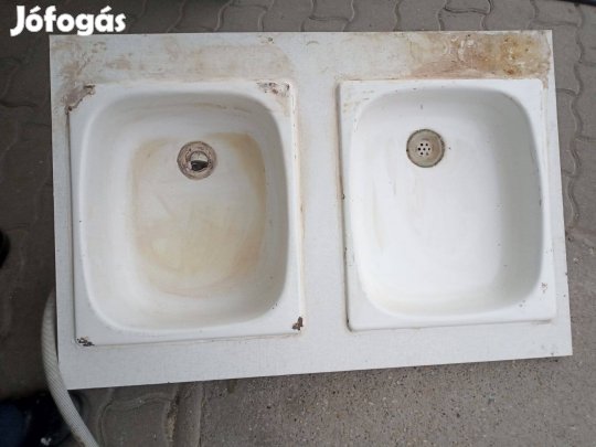 Fehér zománcos mosogatópult szifonnal 90x60cm