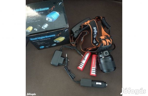 Fejlámpa Led Új hatalmas fényerő fehér kék fény dupla akku