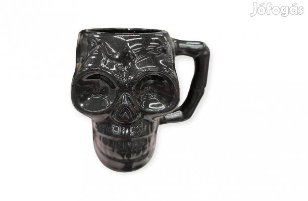 Fekete 3D kerámia koponya bögre 460 ml