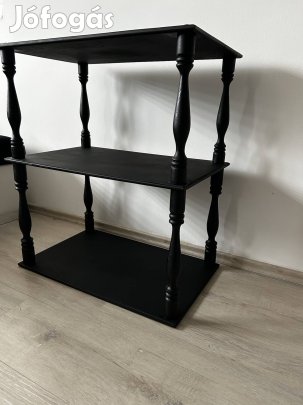 Fekete 3 szintes polcos állvány