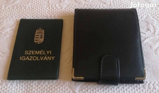 Fekete Bőr Klasszikus Férfi Pénztárca & Igazolvány Tartó Szett