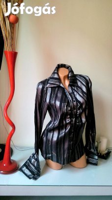 Fekete Ezüst Csíkos Elegáns Ing: (Méret: 44 46) Kód: IN 193