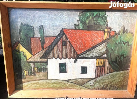 Fekete János Fehér ház régi olaj festmény