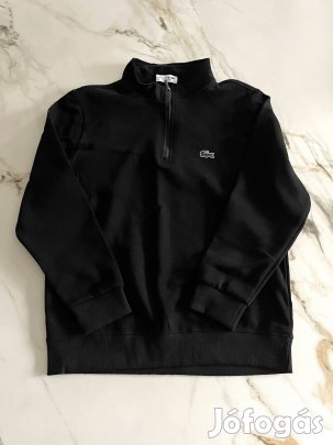 Fekete Lacoste egyszerű negyed cipzáros pulóver