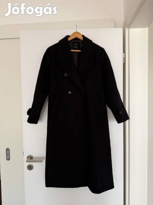 Fekete Mango gyapjú kabát elegáns, XS/S