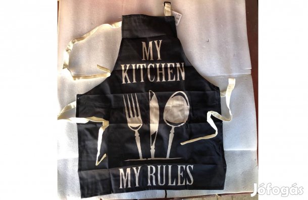 Fekete Vászonszerű Nyakbaakaszthatós 68x52cm szakács séf kötény