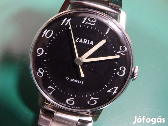 Fekete Zaria Retro Férfi Régi Karóra Orosz Szovjet Kézihúzós 15 Köves