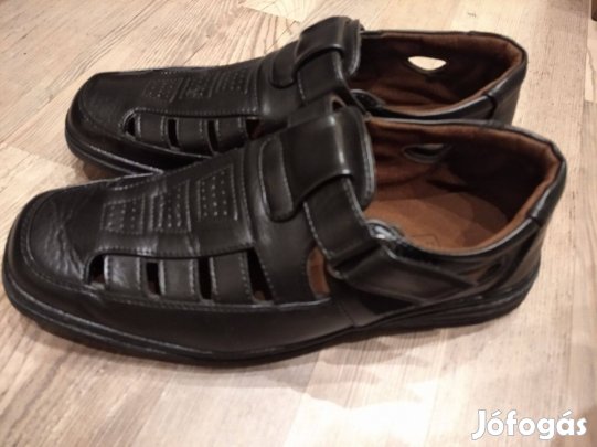 Fekete, bőr, férfi szandál