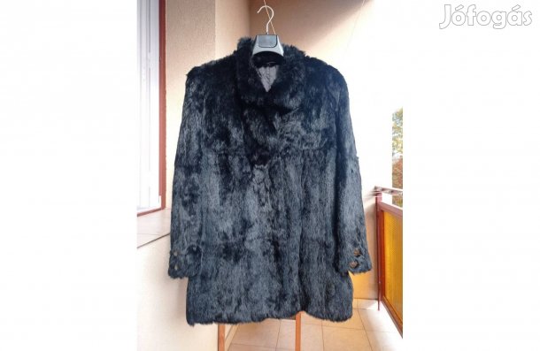 Fekete, elegáns, nyúlszőr bunda eladó