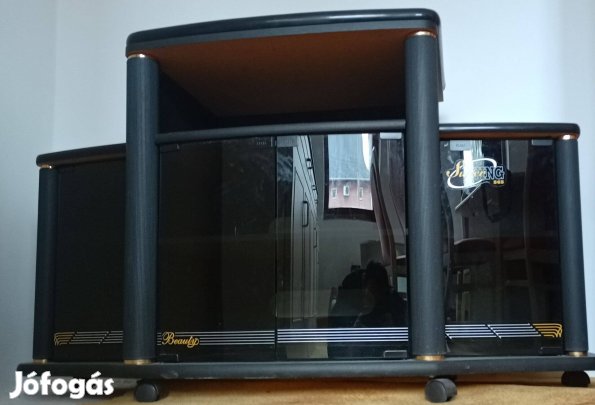 Fekete, görgős, üveglapos TV szekrény eladó