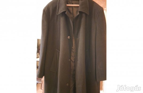 Fekete, hosszú férfi télikabát, vadonatúj 56-os méret