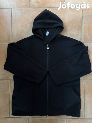 Fekete, kapucnis polár felső, pulóver 48/50