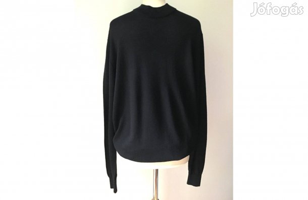 Fekete, merino gyapjú, elegáns, férfi pulóver L-es Finom kötésű. Any