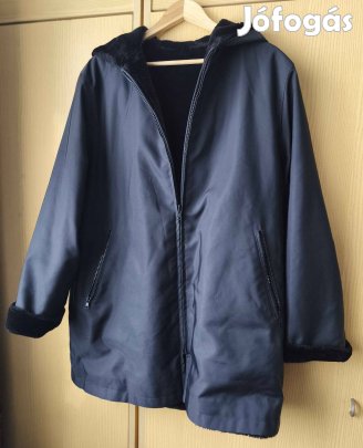 Fekete, női kabát, műszörme béléssel