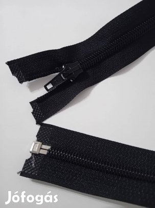 Fekete, nyitható cipzár, 53 cm, új