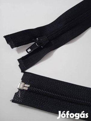 Fekete, nyitható cipzár, új, 76 cm