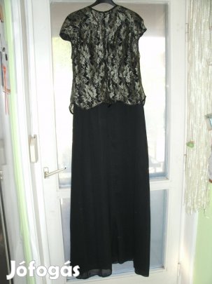 Fekete alapon felül zöldes -fekete csipke alkalmi, báli, party