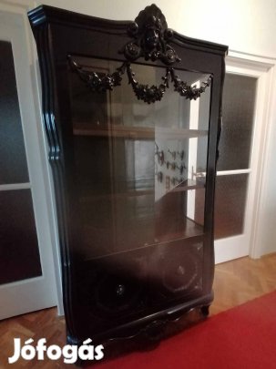 Fekete antik polcos szekrény
