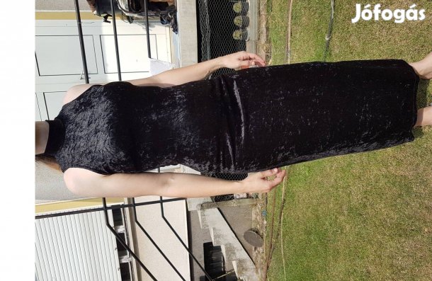 Fekete bársony női ruha ujjatlan hosszú M M-es
