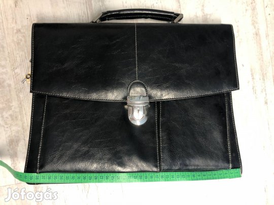 Fekete bőr aktatáska, nem használt, Címkével