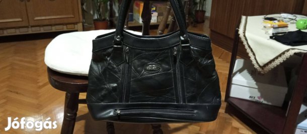 Fekete bőr női táska, retikül