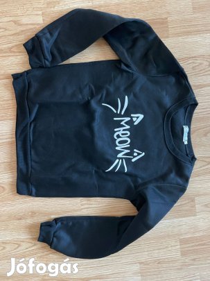 Fekete cicás macskás női pulóver S/M