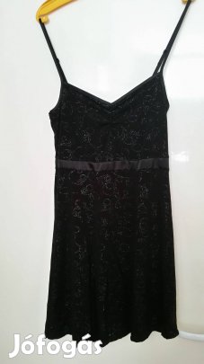 Fekete csillámos spagetti pántos ruha