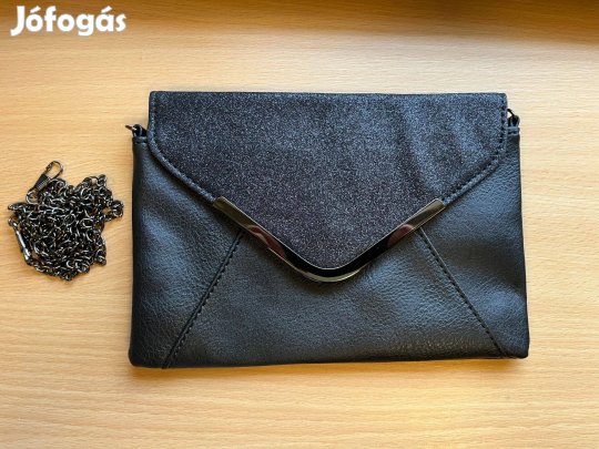 Fekete csillogó alkalmi boriték, válltáska, lánccal Új