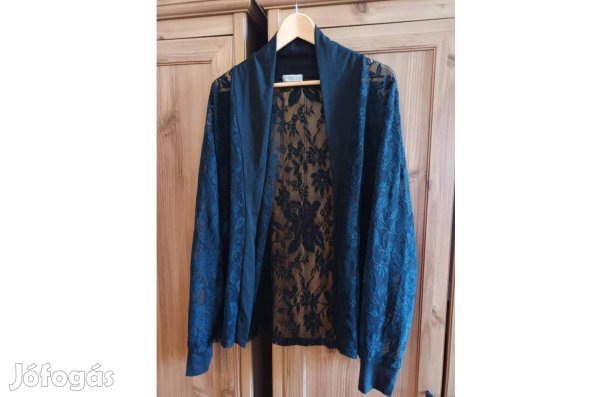 Fekete csipkés nyitott blúz