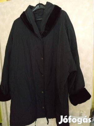 Fekete extra nagy méretű télikabát 54-es méretű