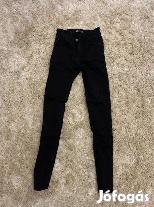 Fekete farmer nadrág, slim