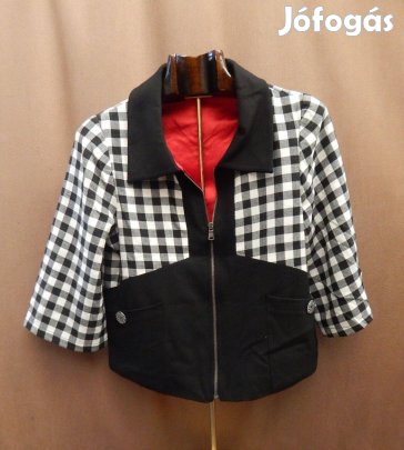 Fekete-fehér kockás női blézer