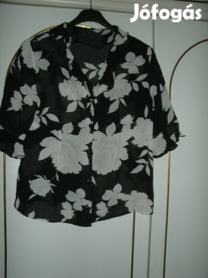 Fekete fehér mintás blúz 42-es Mellbősége: max. 100 cm,