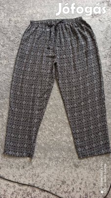 Fekete fehér mintás nagy méretű lenge nyári nadrág 3XL-es