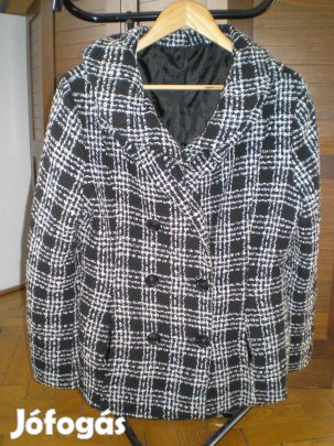 Fekete-fehér mintás női átmeneti kabát L-es L