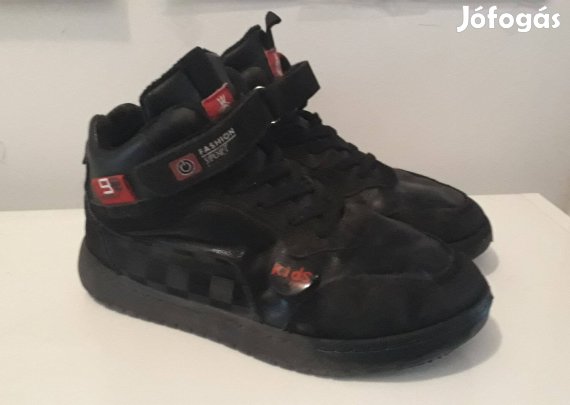 Fekete félcsizma, bakancs, EU 34, BTH 20 cm