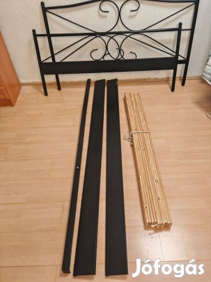 Fekete fém ágykeret 140 x 200cm matrachoz +léces ágyrács
